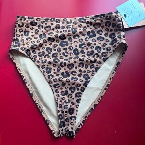 NWT Shade & Shore Cheetah High Waisted High Leg Cheeky Bikini Bottom Size XS